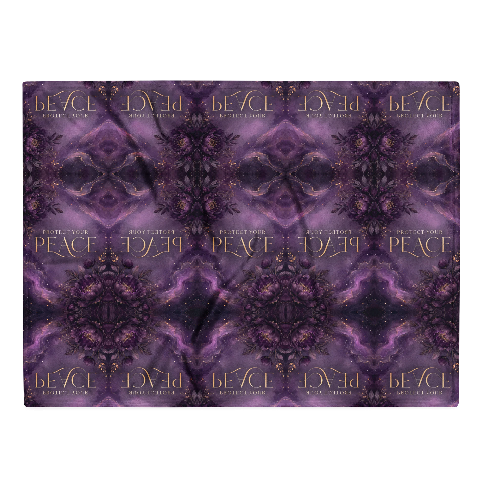 Protect Your Peace Purple Floral Throw Blanket product image (3)