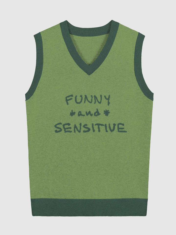FUNNY *and* SENSITIVE (lg. design, duotone green) knitwear vest product image (1)