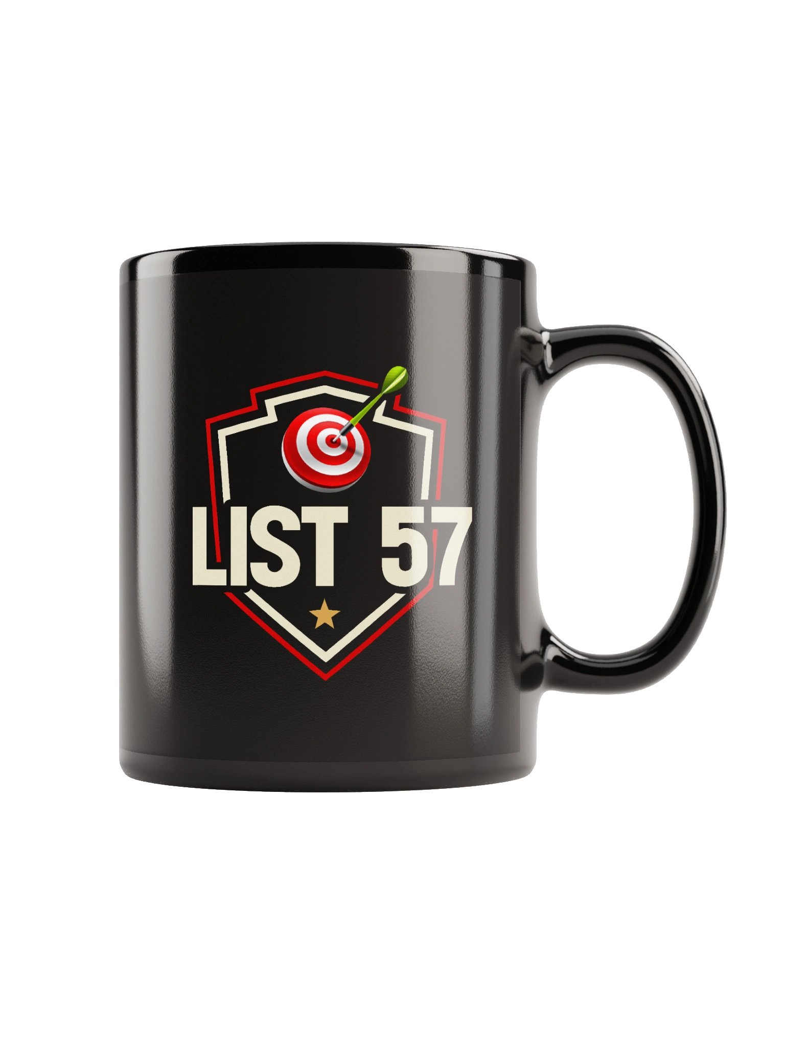 List 57 Black Mug Cream Shield Target Design Sports Number Graphic Printed Ceramic Coffee Cup Unisex Drinkware Retro Style Modern Kitchen Use product image (1)