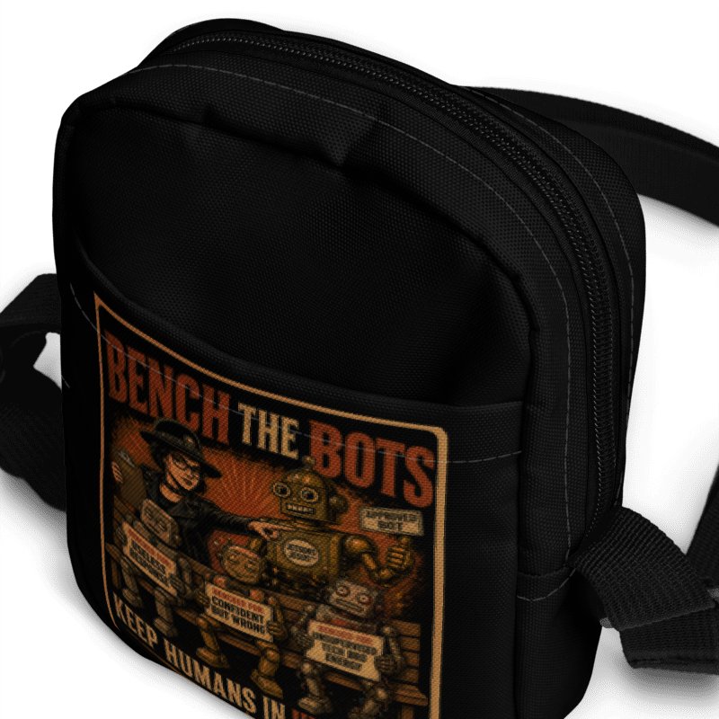 Bench the Bots Utility Crossbody Bag | Retro AI Protest Bag product image (2)