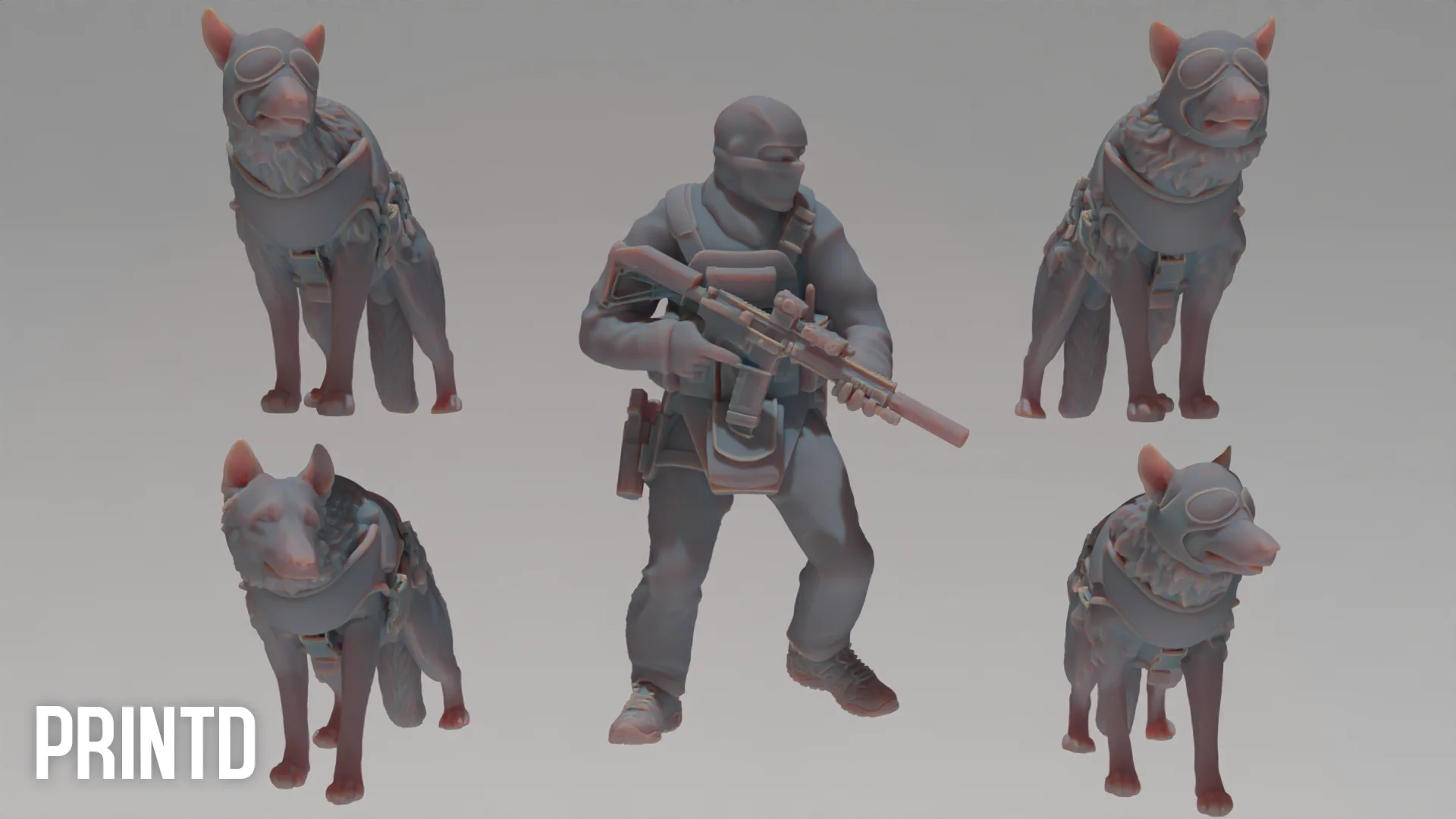 Nairobi Operator with K9 Dog Squad - Modern Warfare Wargame Hobby Resin Scale Models product image (2)