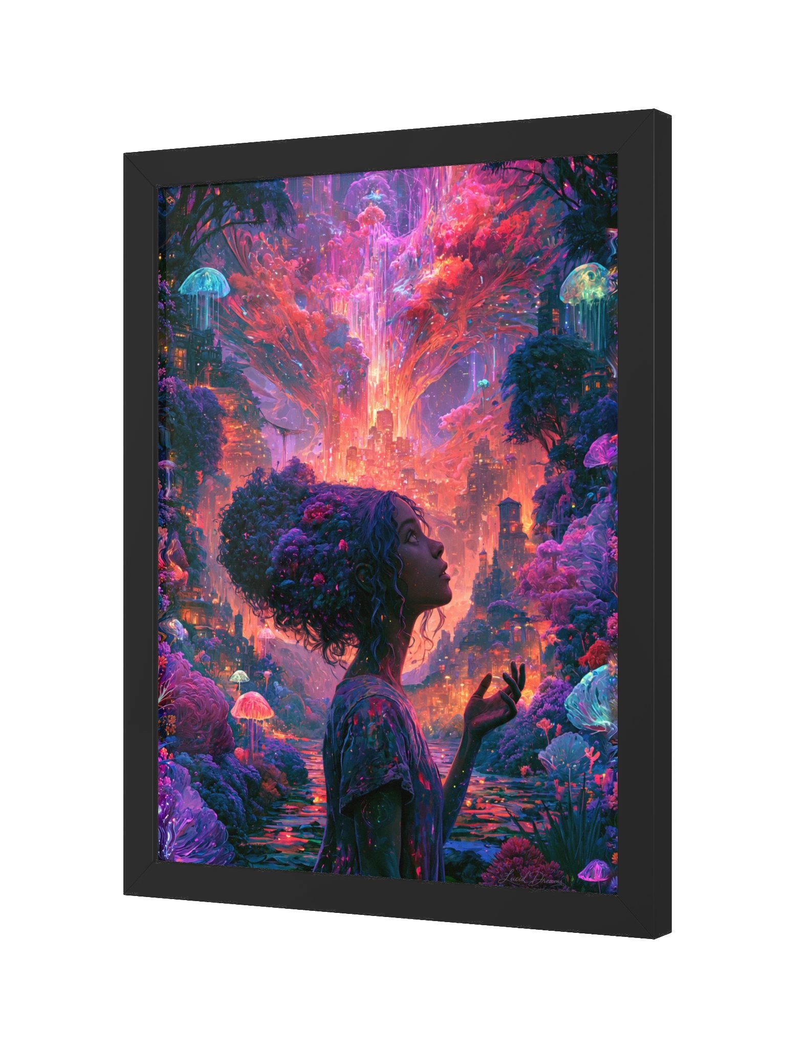 Fantasy City Portrait Framed Art Print — She Dreamed a City of Light product image (6)