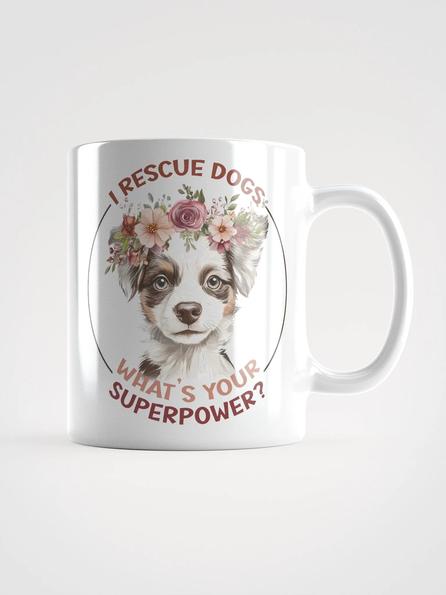 Floral Crown Puppy White Glossy Mug product image (1)