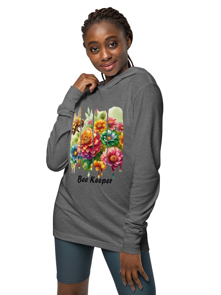 Bee Keeper Floral Long Sleeve Hooded Tee | Beekeeper Gift | Boho Bee | Whimsical Nature Designed Tee product image (1)