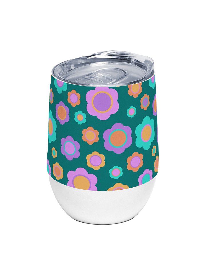 Party Time! Retro Flowers Wine Tumbler product image (1)