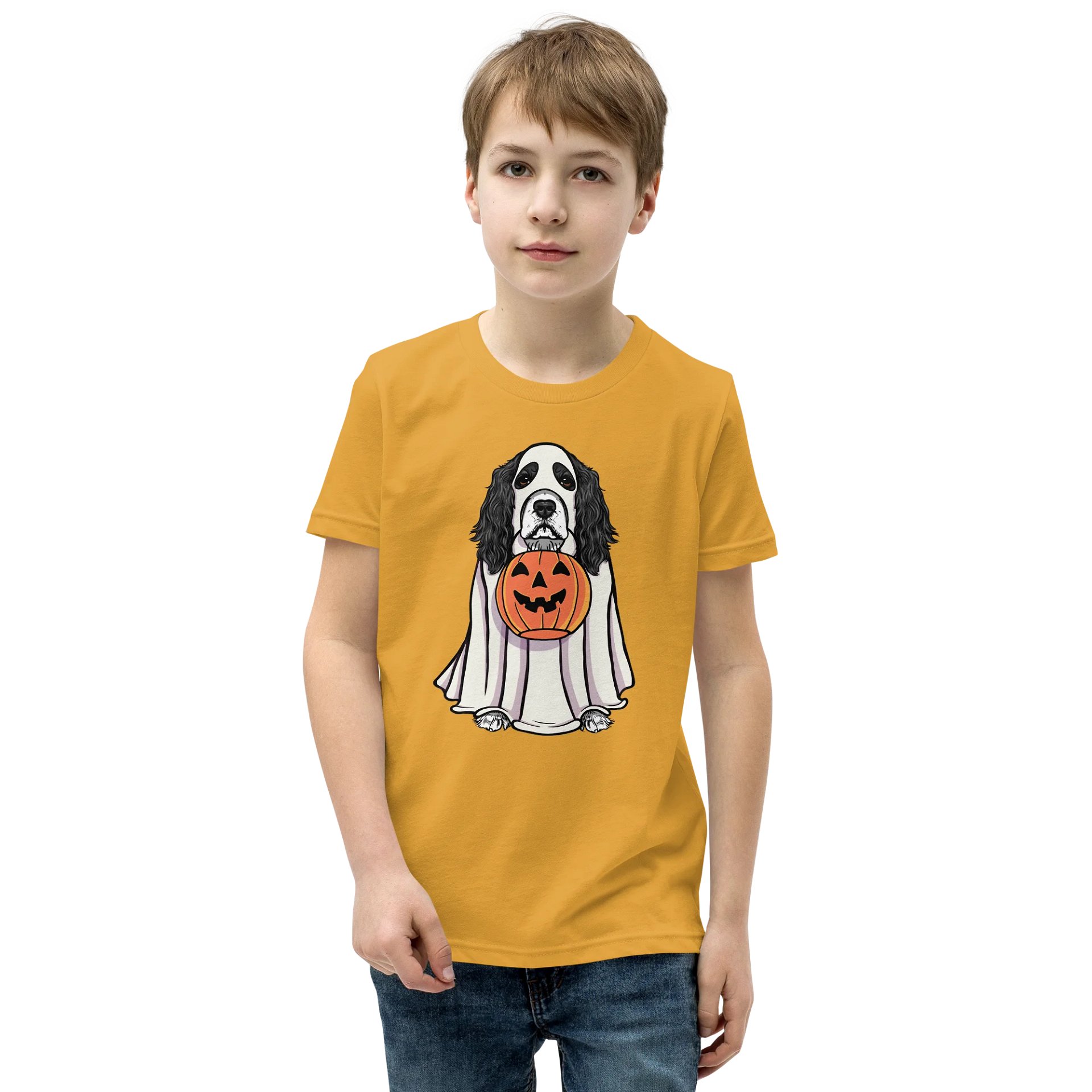 Halloween English Cocker Spaniel(Black & White) Youth T-Shirt product image (1)