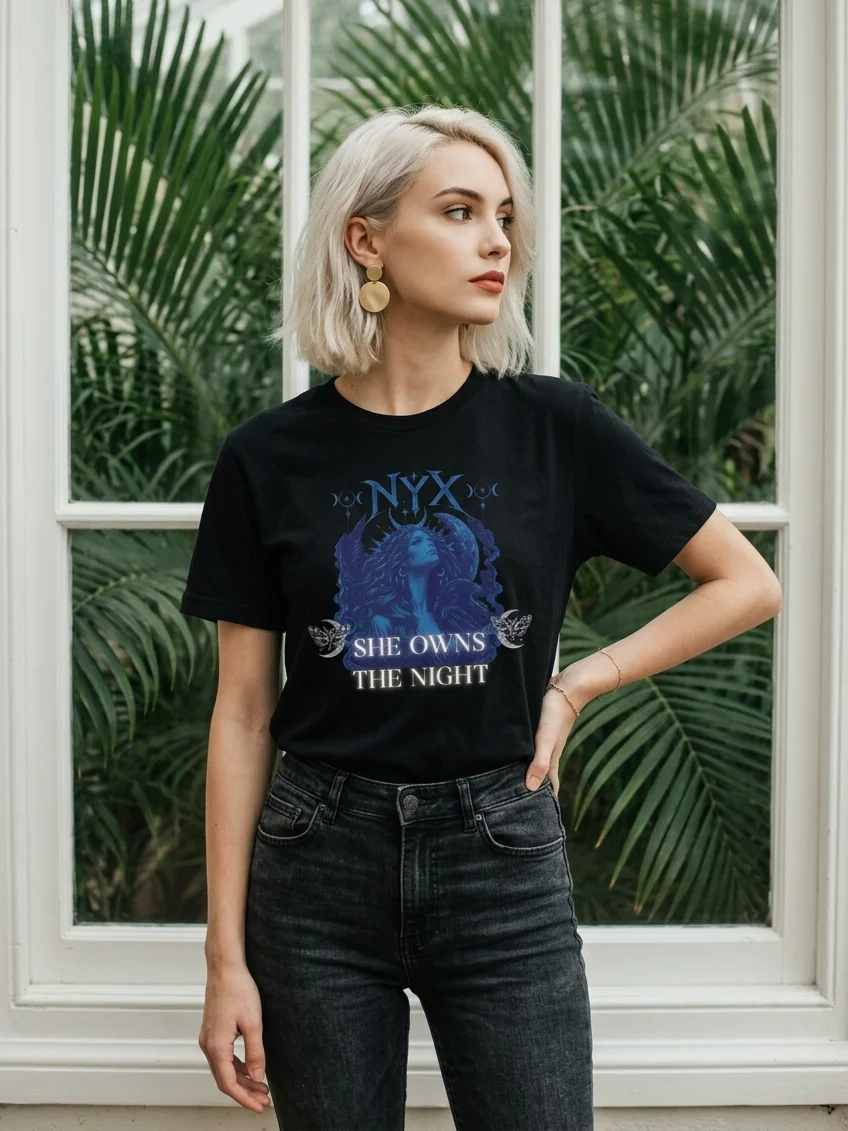 Nyx: She Owns The Night – Mystical Moon Goddess Graphic Tee product image (9)