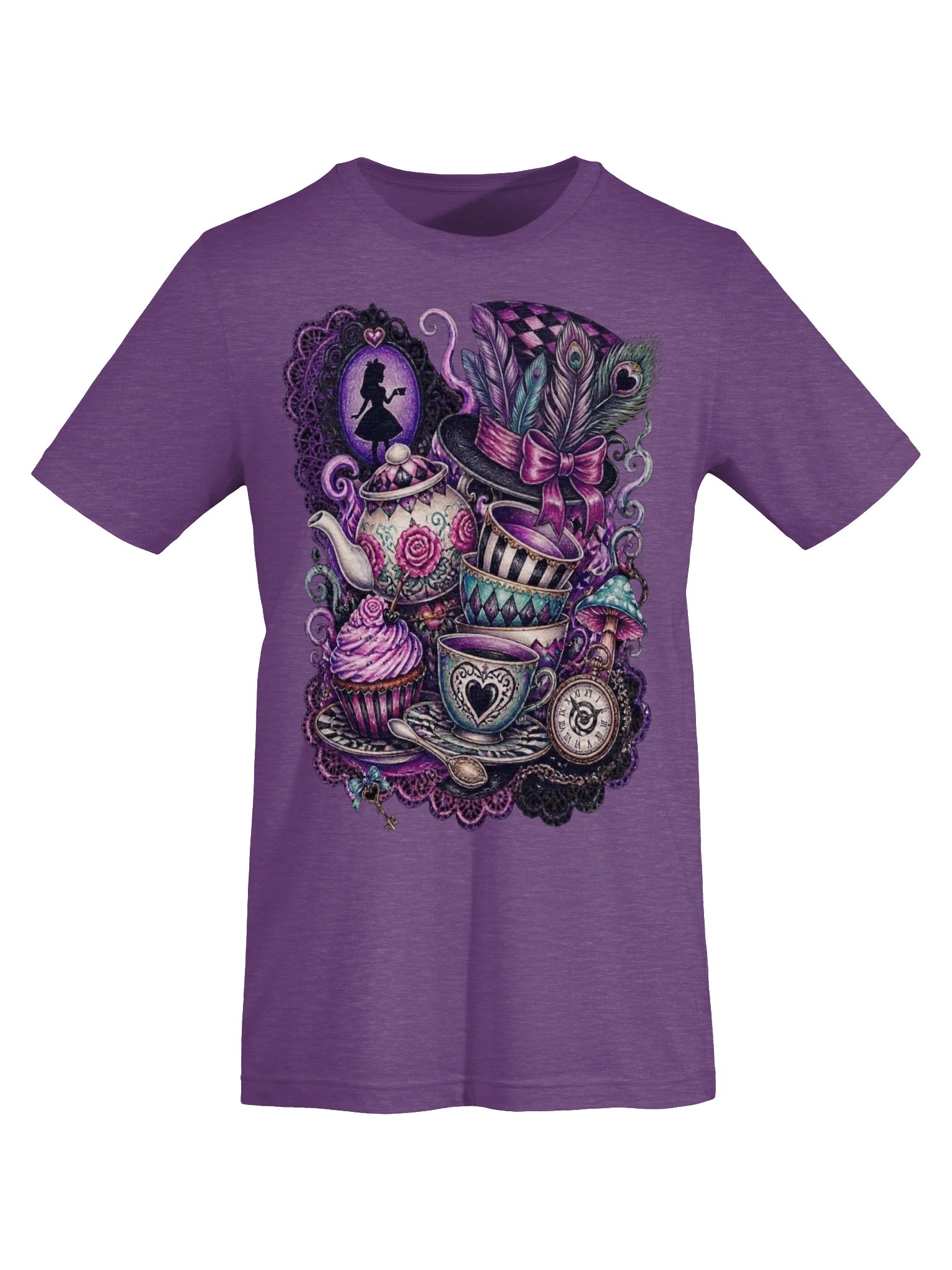 Wonderland Graphic Tee, Whimsigoth Tea Party, Alice & Mad Hatter Collage product image (6)