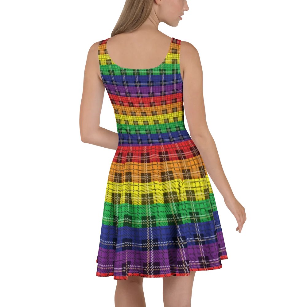 Rainbow Pride Plaid Skater Dress product image (4)