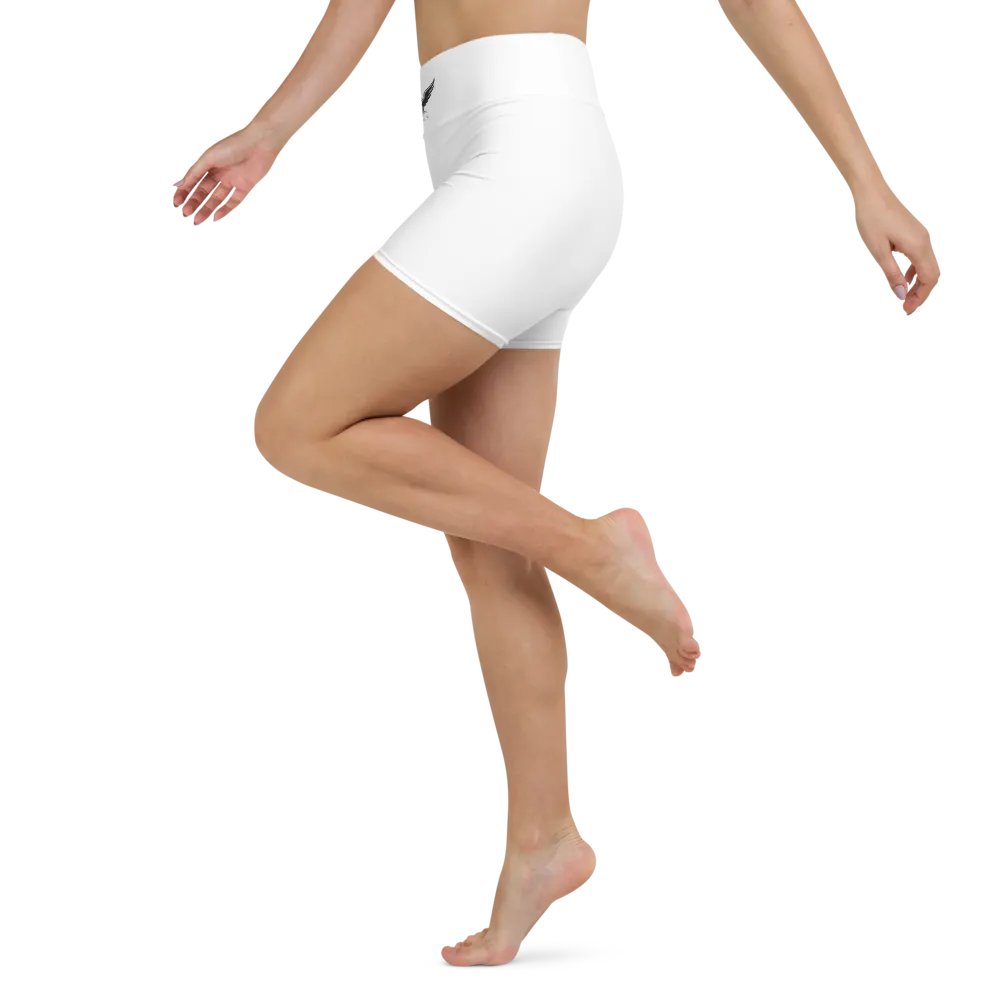 Women's Eagle All-Over Print Yoga Shorts - White - High-Waisted and Stylish product image (3)
