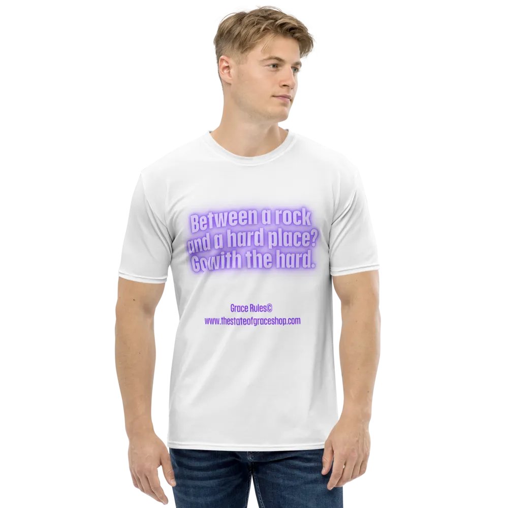 FUNNY TEES 4 U FOR MEN “Between a rock and a hard place. Go with the hard.” product image (1)