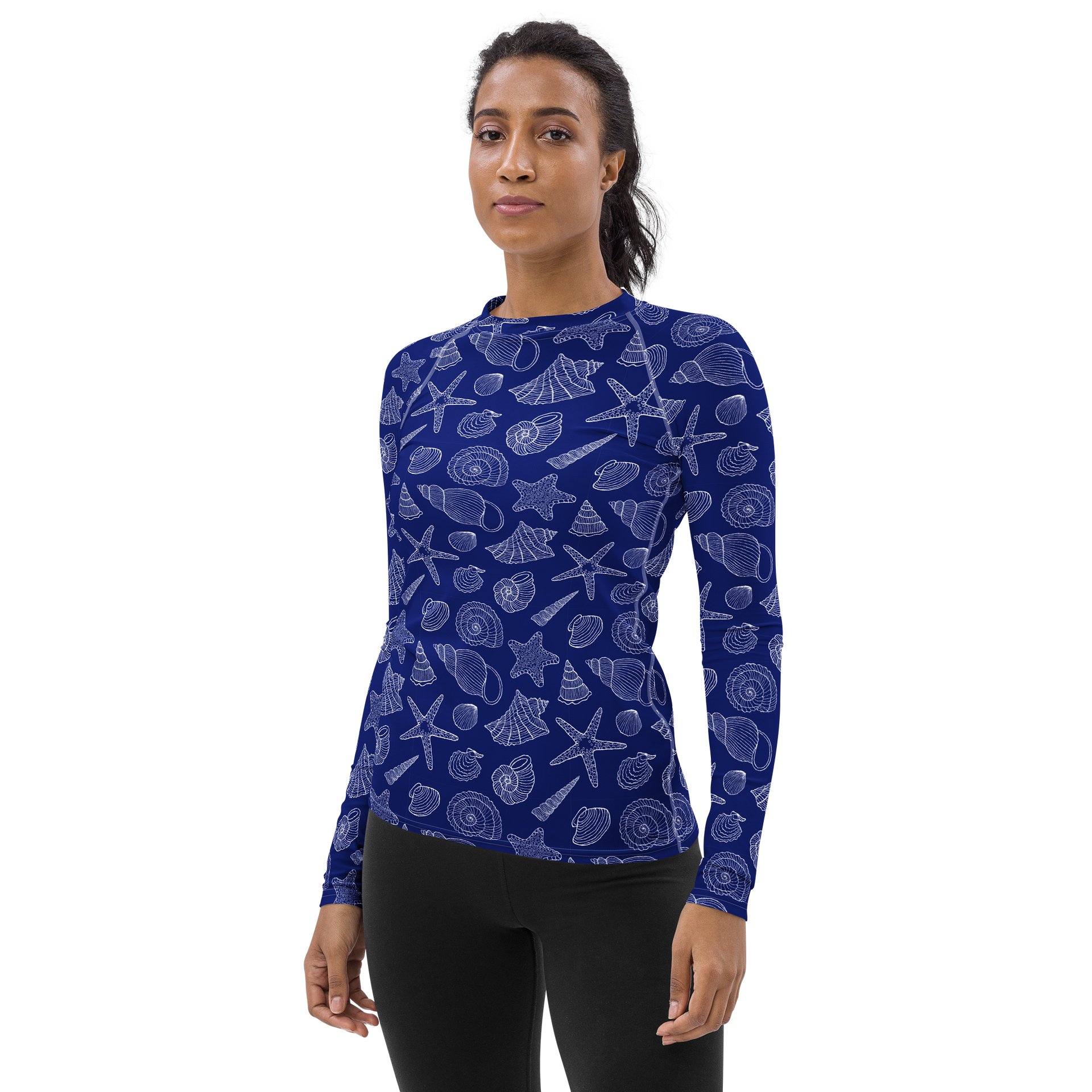 Coastal Ocean Shells Print Women's Rash Guard product image (3)
