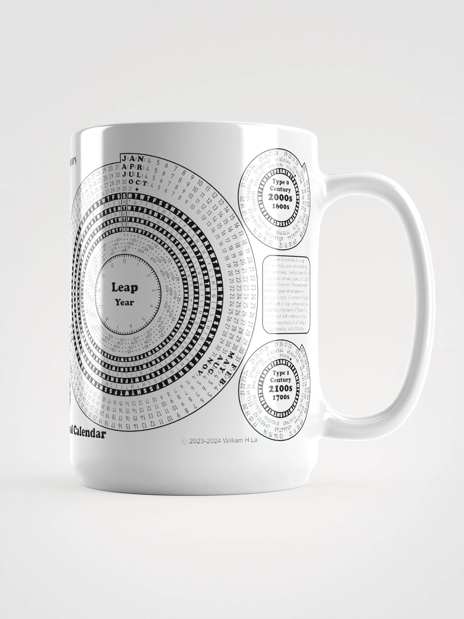 Spiriform Perpetual Calendar 15oz White Ceramic Mug product image (1)