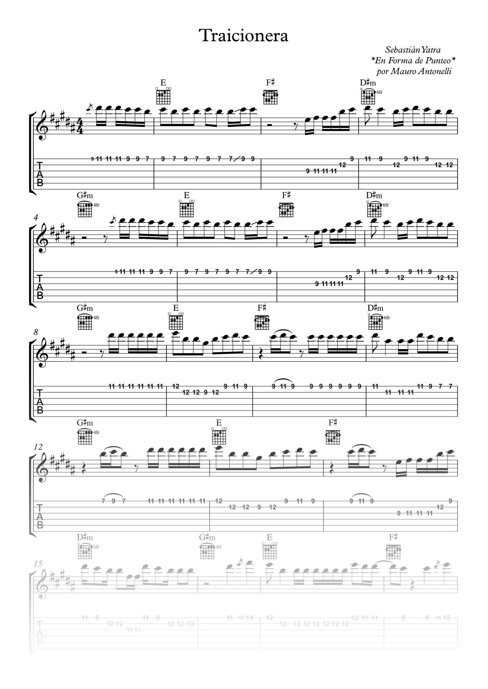 Traicionera - Partitura + Tab + Acordes + Pista product image (1)