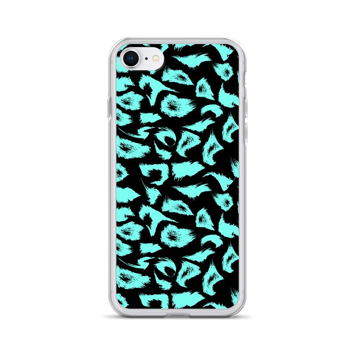 Sleek Teal Clear iPhone Case with Bold Leopard Print product image (1)