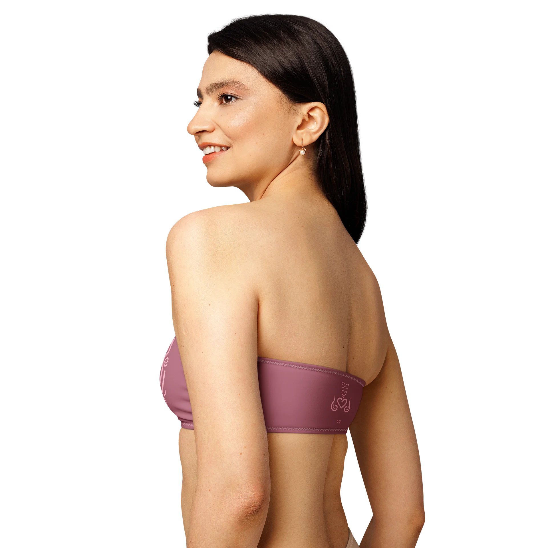 pink heart ornamental bandeau bikini top - mauve product image (8)