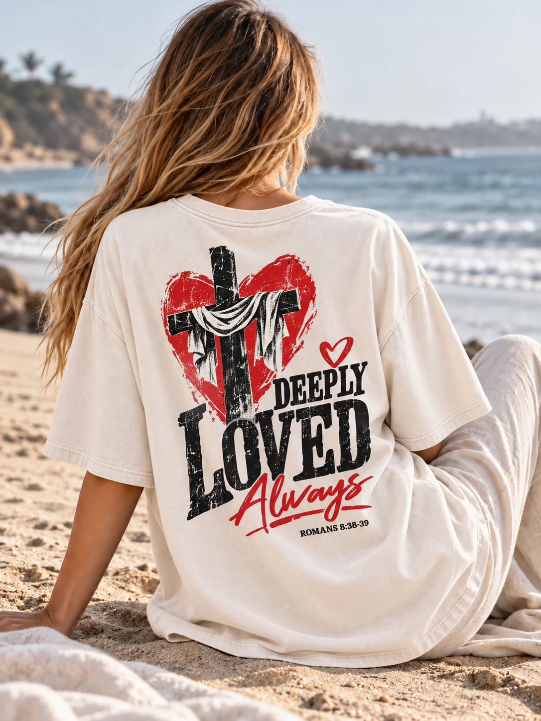 Deeply Loved Always PNG | Christian Cross Design | Romans 8:38-39 product image (3)