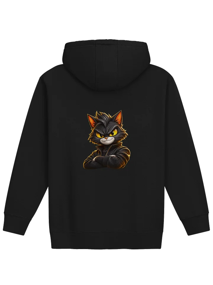 Black Legendary Hoodie showing approved daCAT back artwork