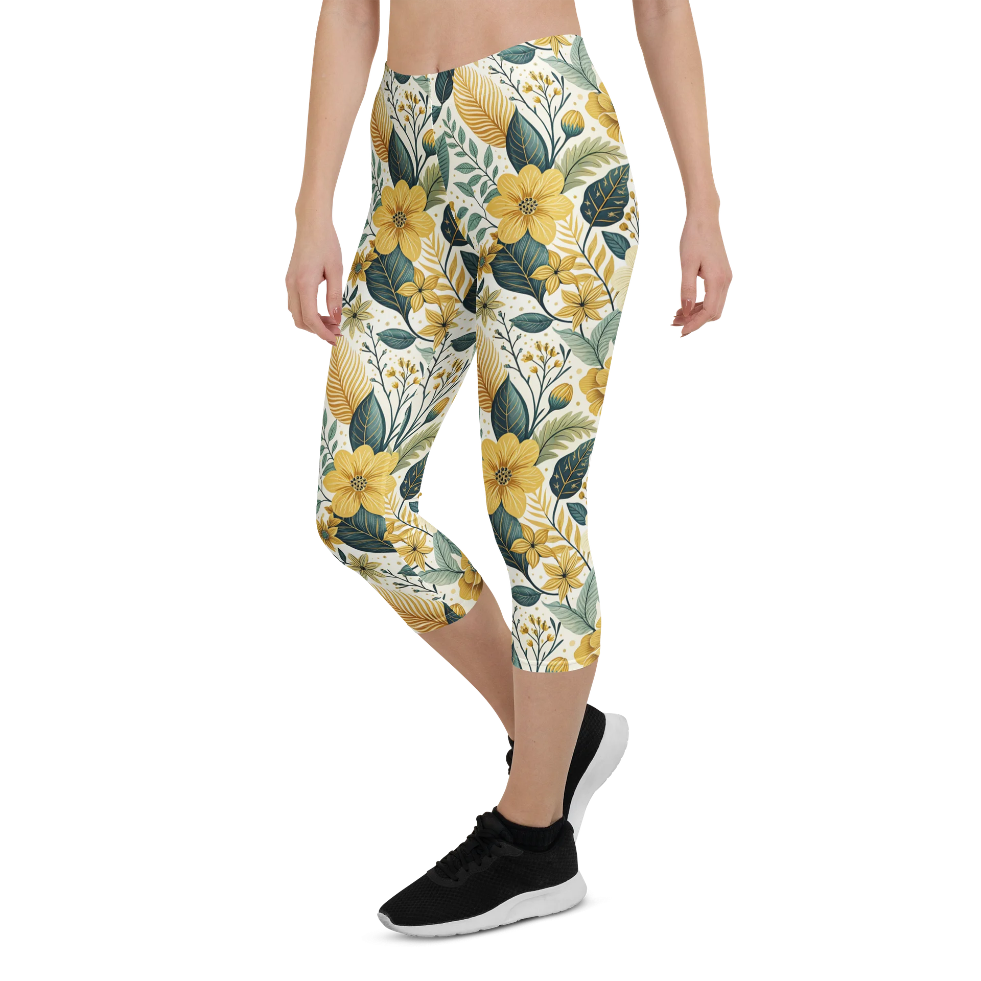 Golden Flower Capri Leggings product image (6)