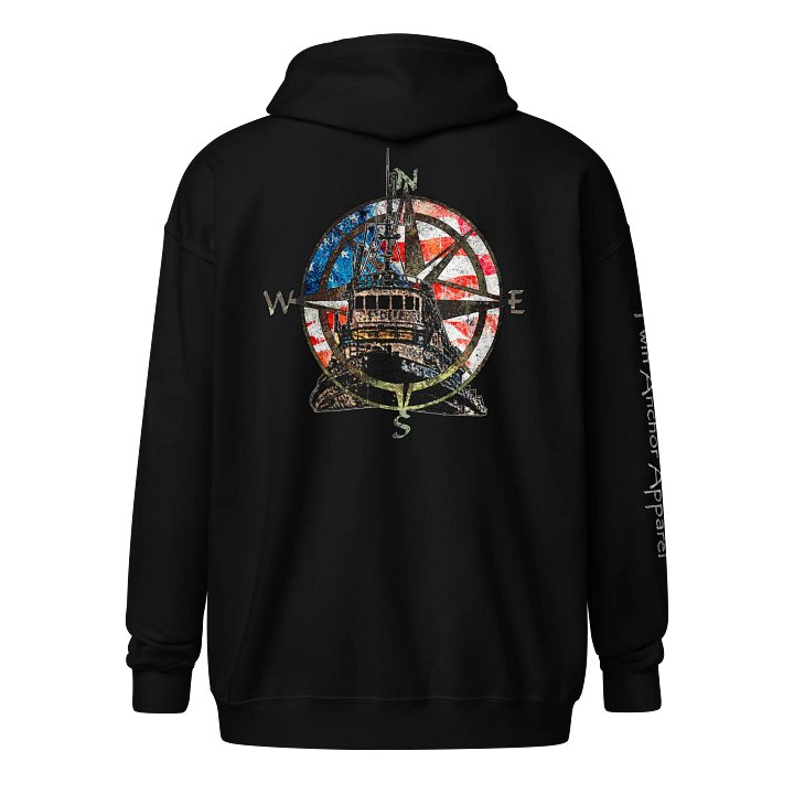 AF & Compass Rose - Tug Pacific Falcon – Maritime Heritage | Twin Anchor Apparel Fog Harbor Line product image (1)