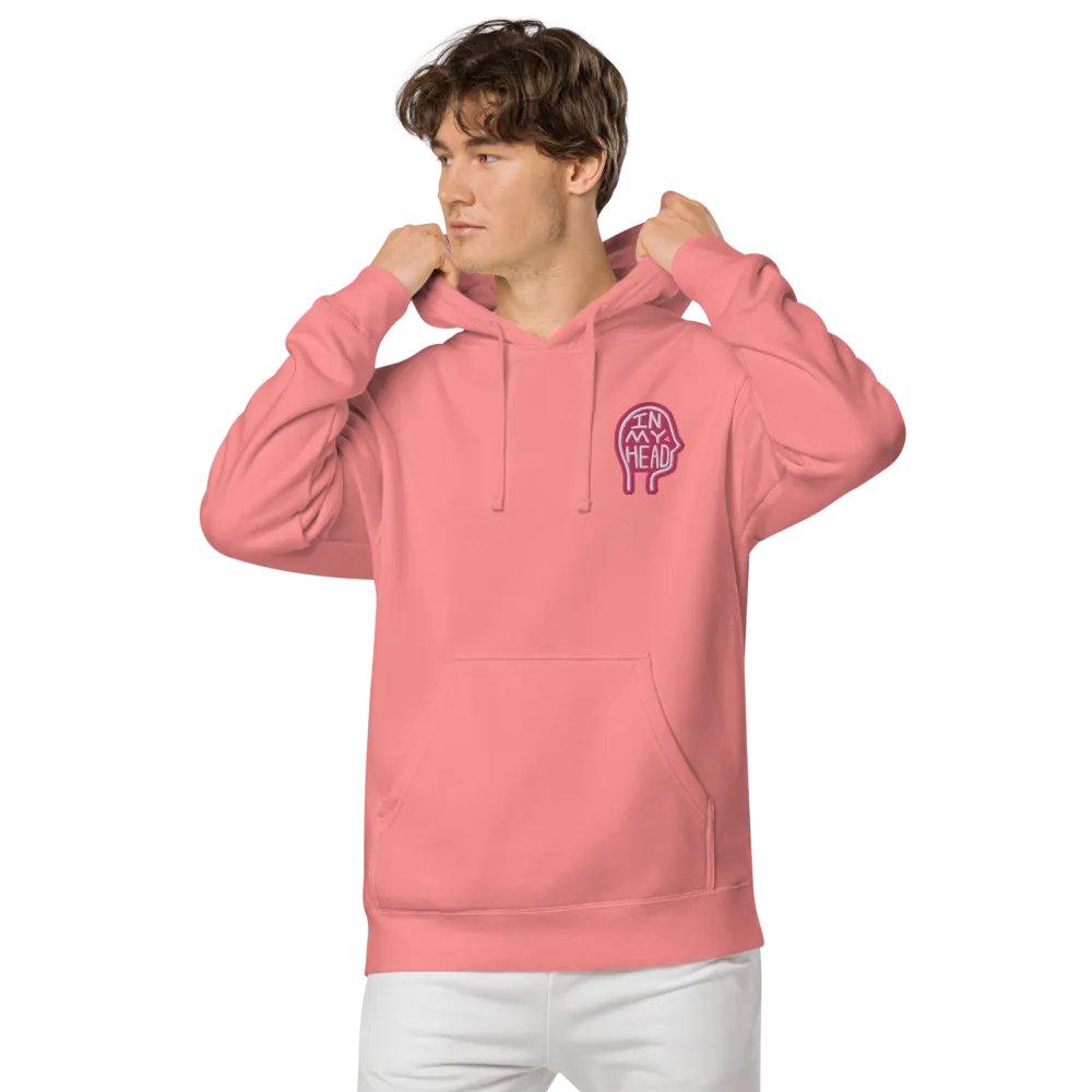 In My Head (L.C. pink bubble design 2) embroidered pigment hoodie product image (6)