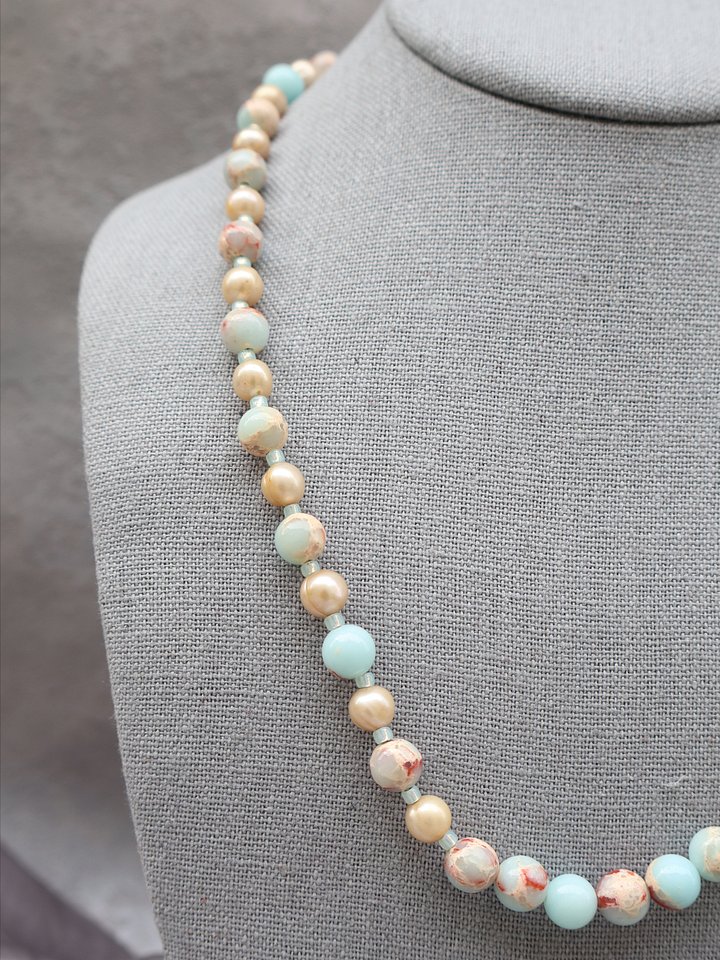 Sea Sediment Jasper and Pearl Necklace product image (2)