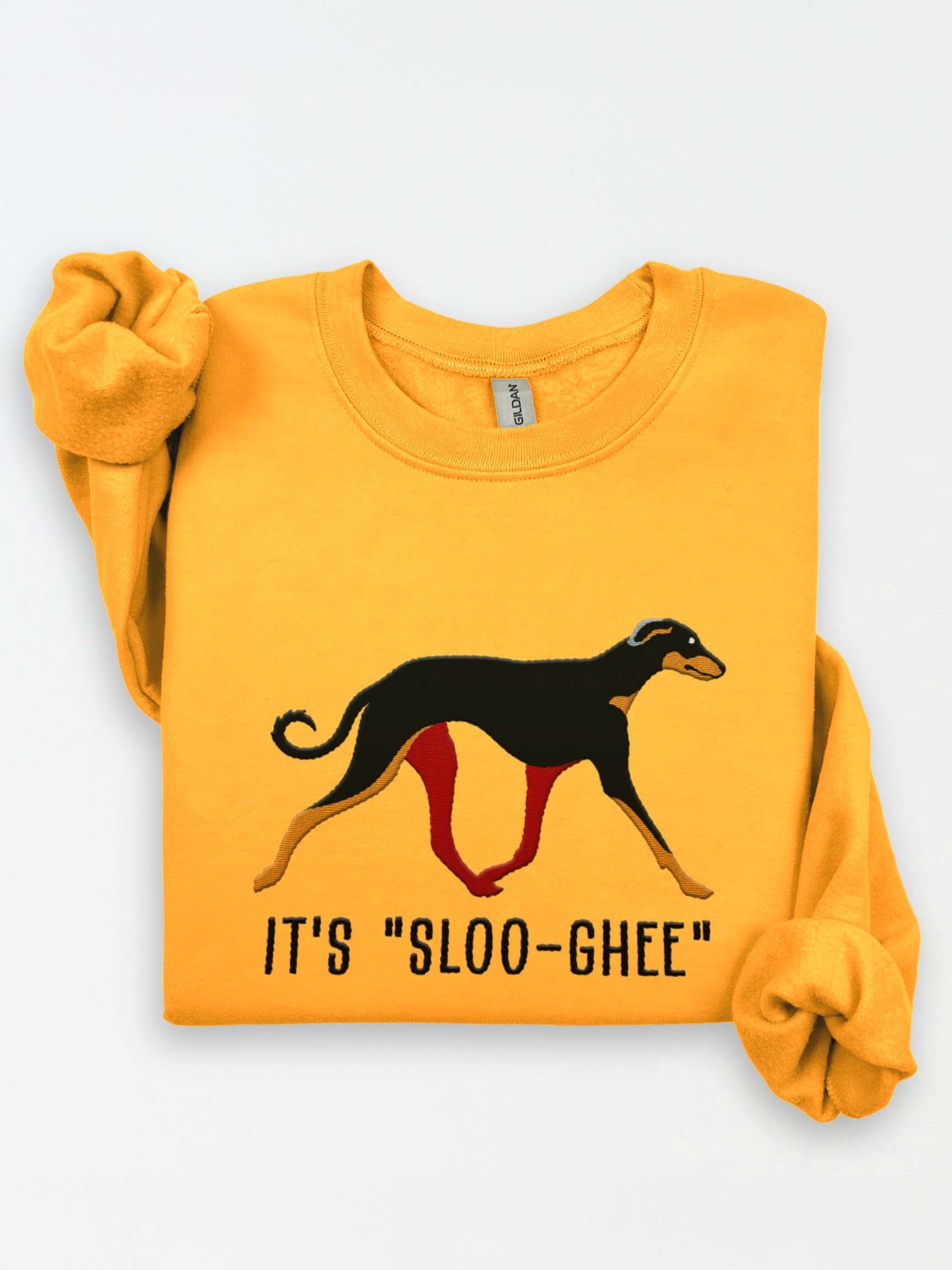 It's Sloo-Gee Sweatshirt(Embroidered) of a Sloughi(Black & Tan) product image (1)