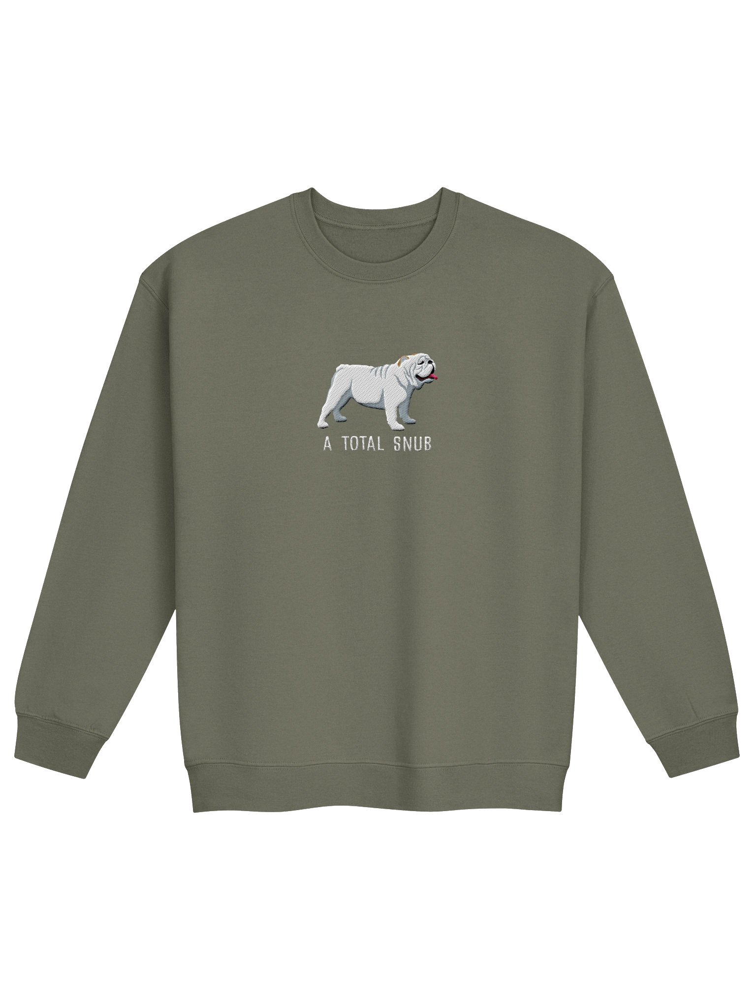 A Total Snub Sweatshirt (Embroidered) of an English Bulldog(White) product image (4)