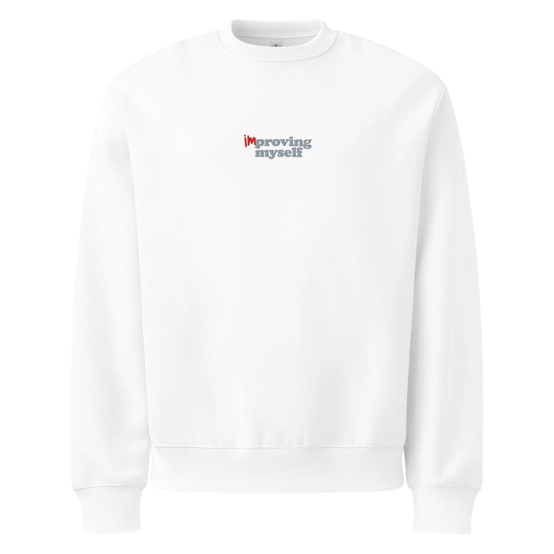 IMproving Myself Embroidered Sweatshirt (White) product image (1)