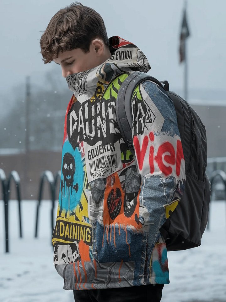 Urban Collage All-Over Print Windbreaker Jacket product image (1)