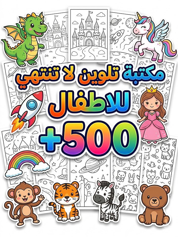 مكتبة التلوين الرقمية للأطفال: أكثر من 500 رسمة كرتونية ممتعة product image (1)
