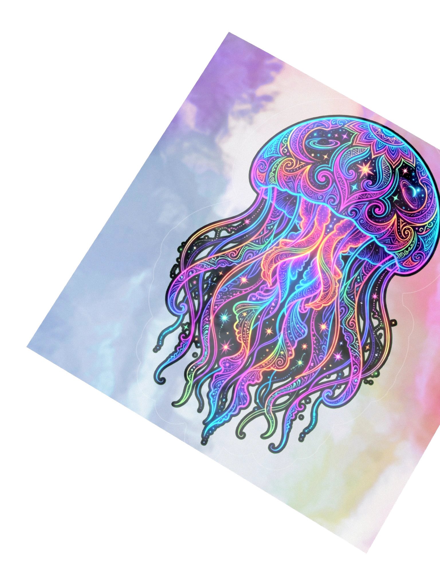 Intricate Neon Jellyfish Sticker product image (3)