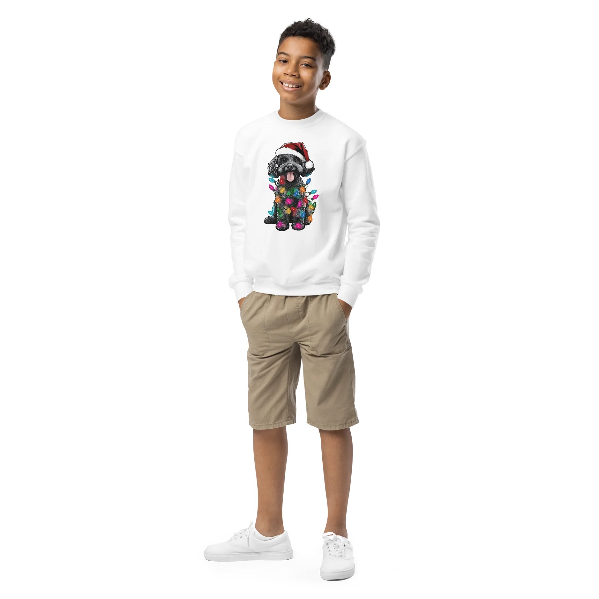Funny Christmas Mini Poodle(Silver) Youth Sweatshirt product image (1)