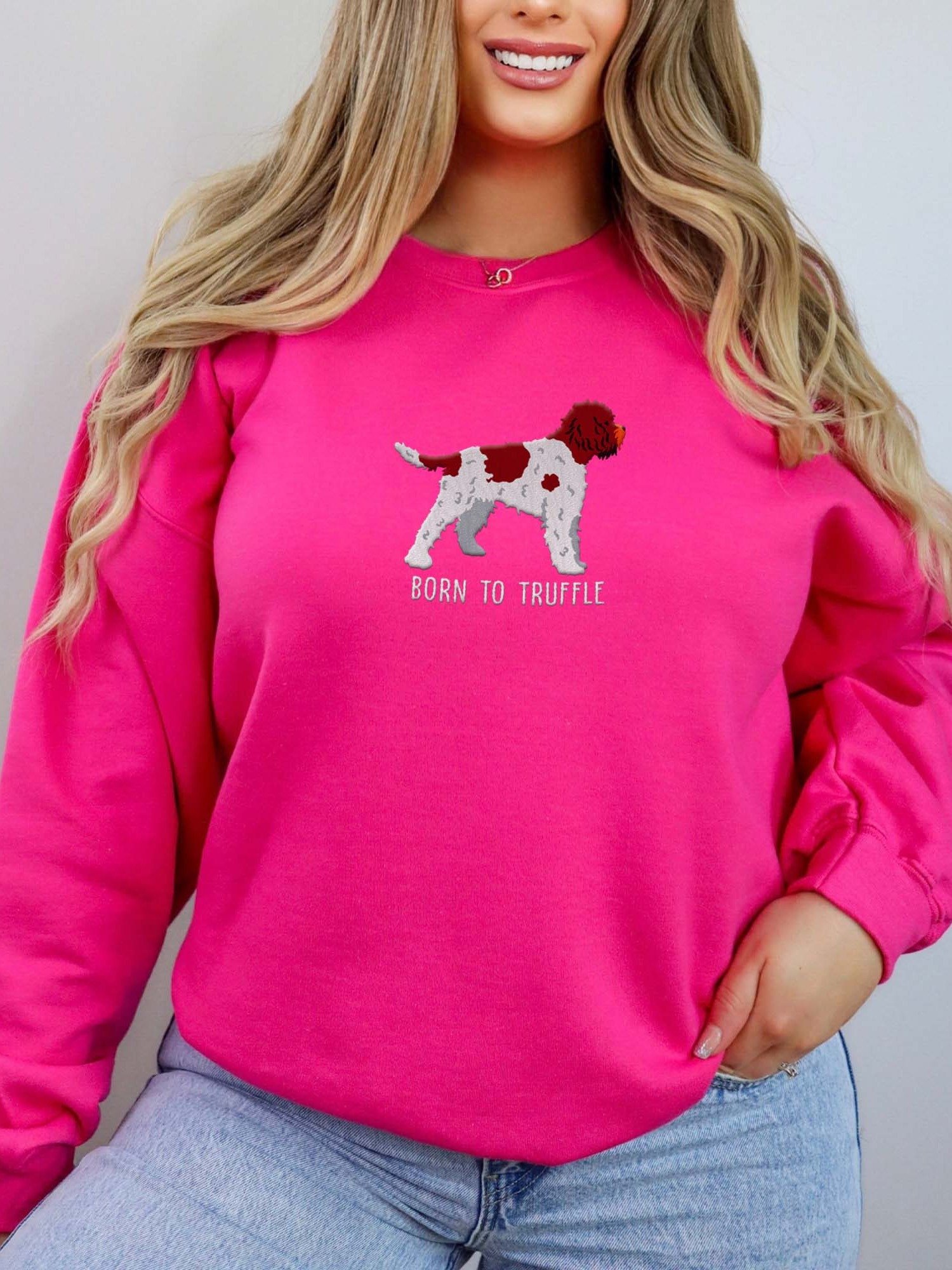 Born to Truffle Sweatshirt (Embroidered) of a Lagotto Romagnolo(Liver & White) product image (2)
