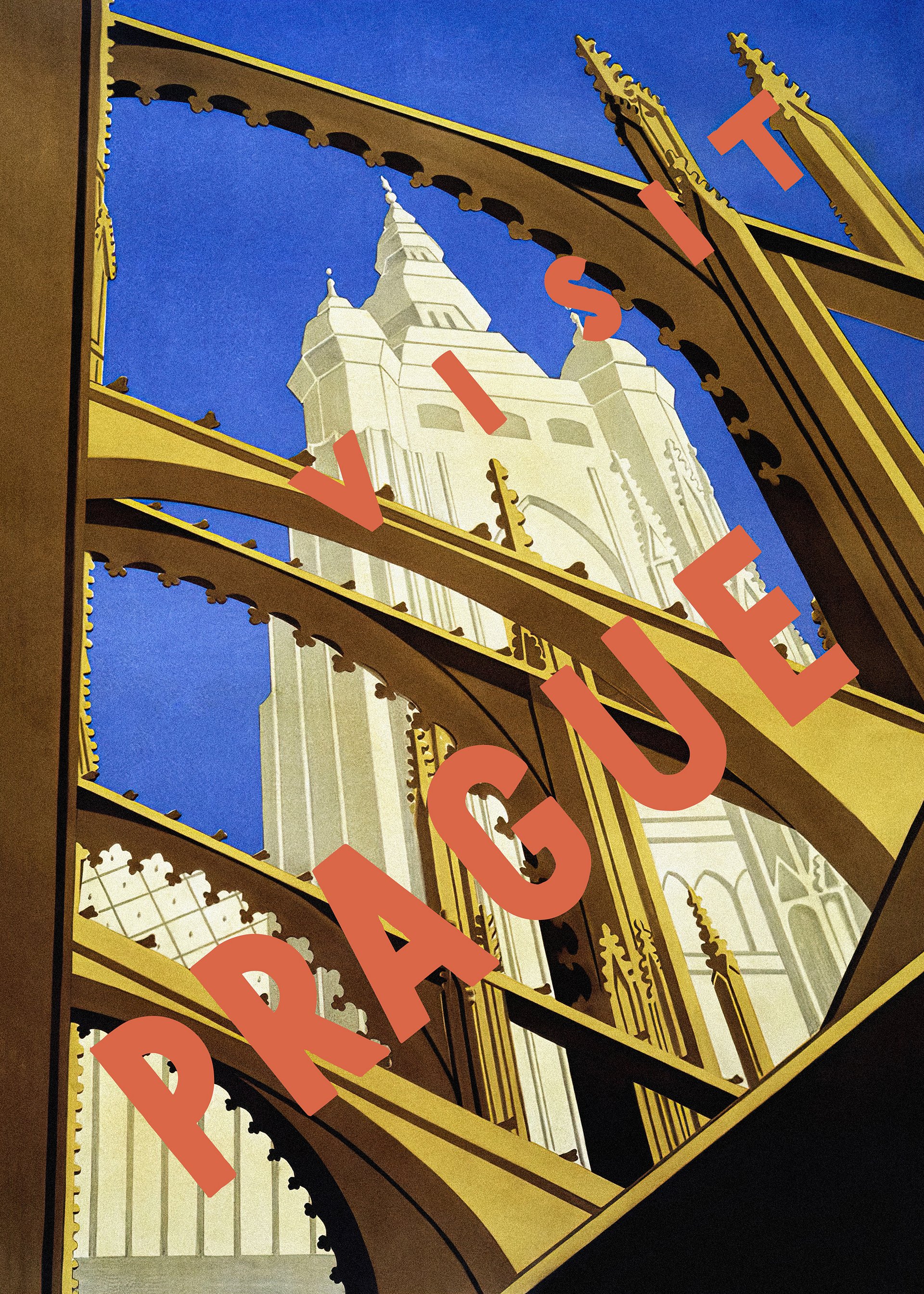 Prague, Czech, 1930s — Retro vintage travel poster, retro travel poster, propaganda poster, art deco poster product image (3)