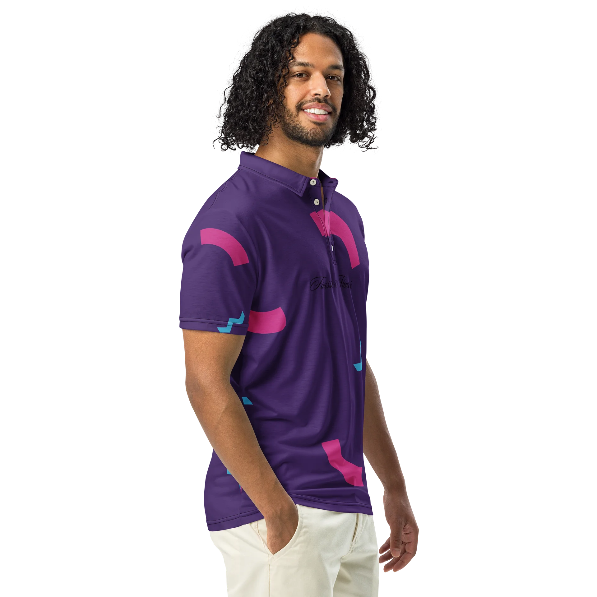 F&F Script 89 - 92 Slim Fit Polo Shirt (PUR) product image (1)