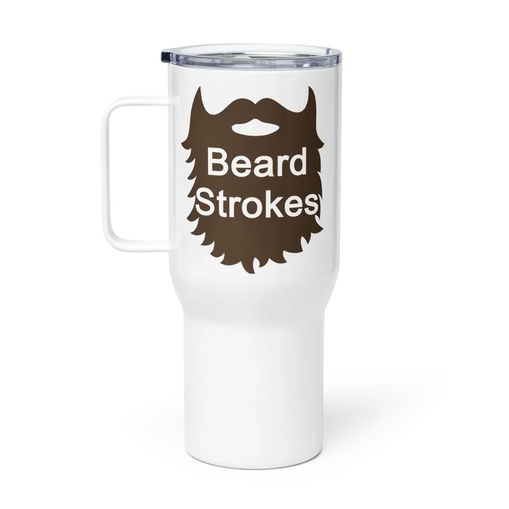 Beard Strokes Travel Mug with Handle (Brown Beard) product image (1)