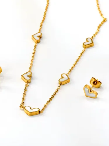 طقم "القلوب الصدفية" – نعومة صدف اللؤلؤ product image (1)