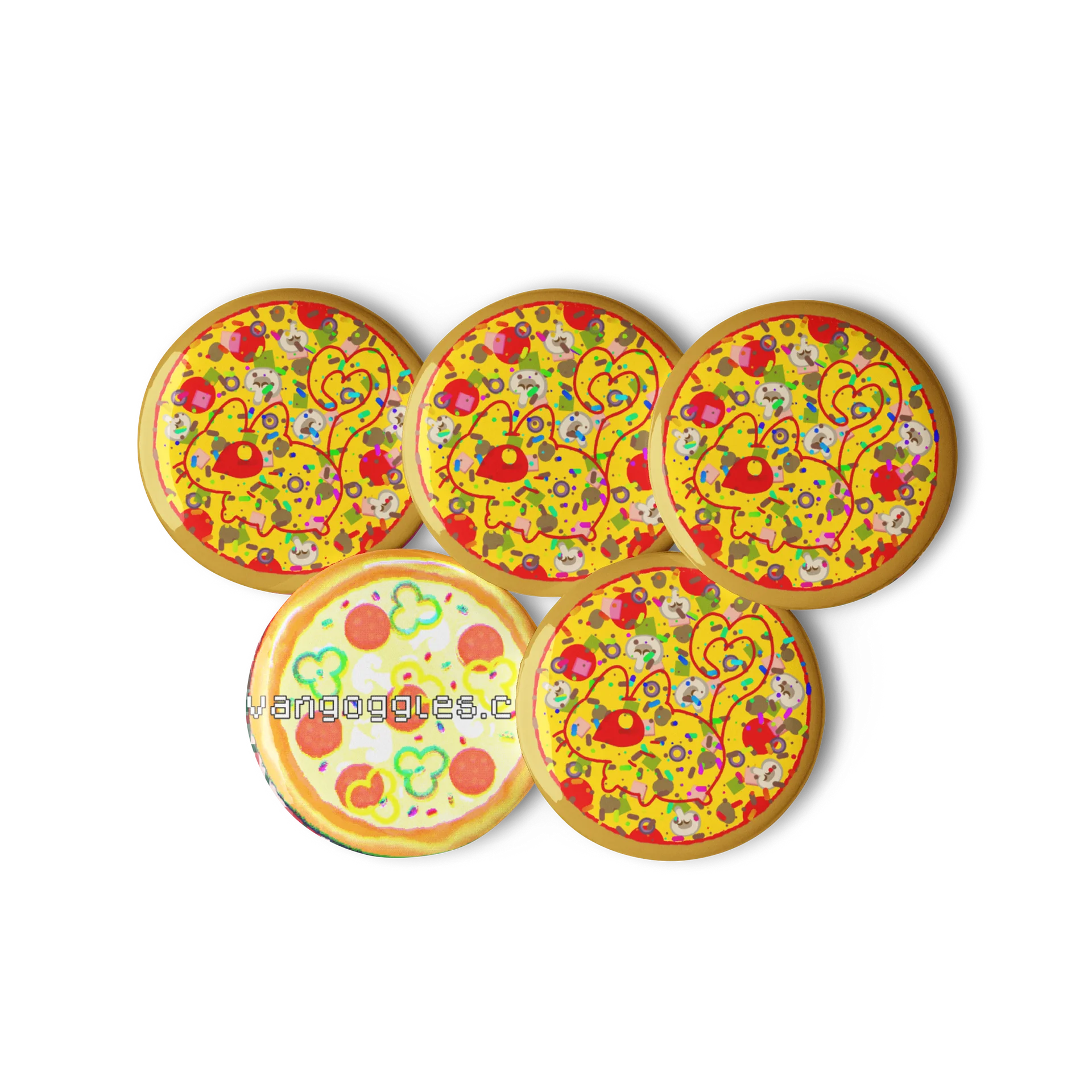 “one with everything” rainbow sprinkle deluxe vanny pizza graphic button set product image (2)