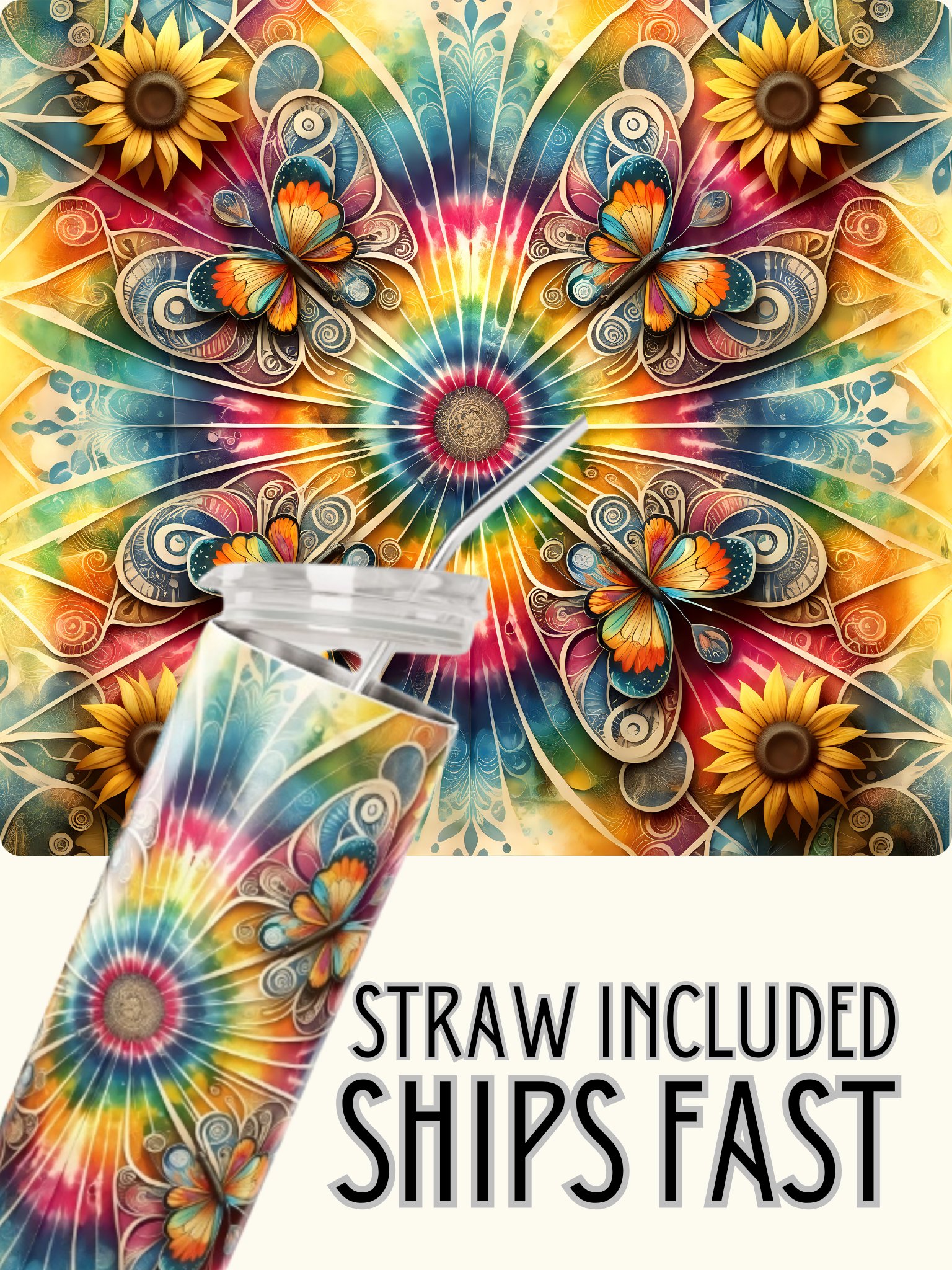 Butterfly Kaleidoscope Stainless Steel Tumbler product image (1)
