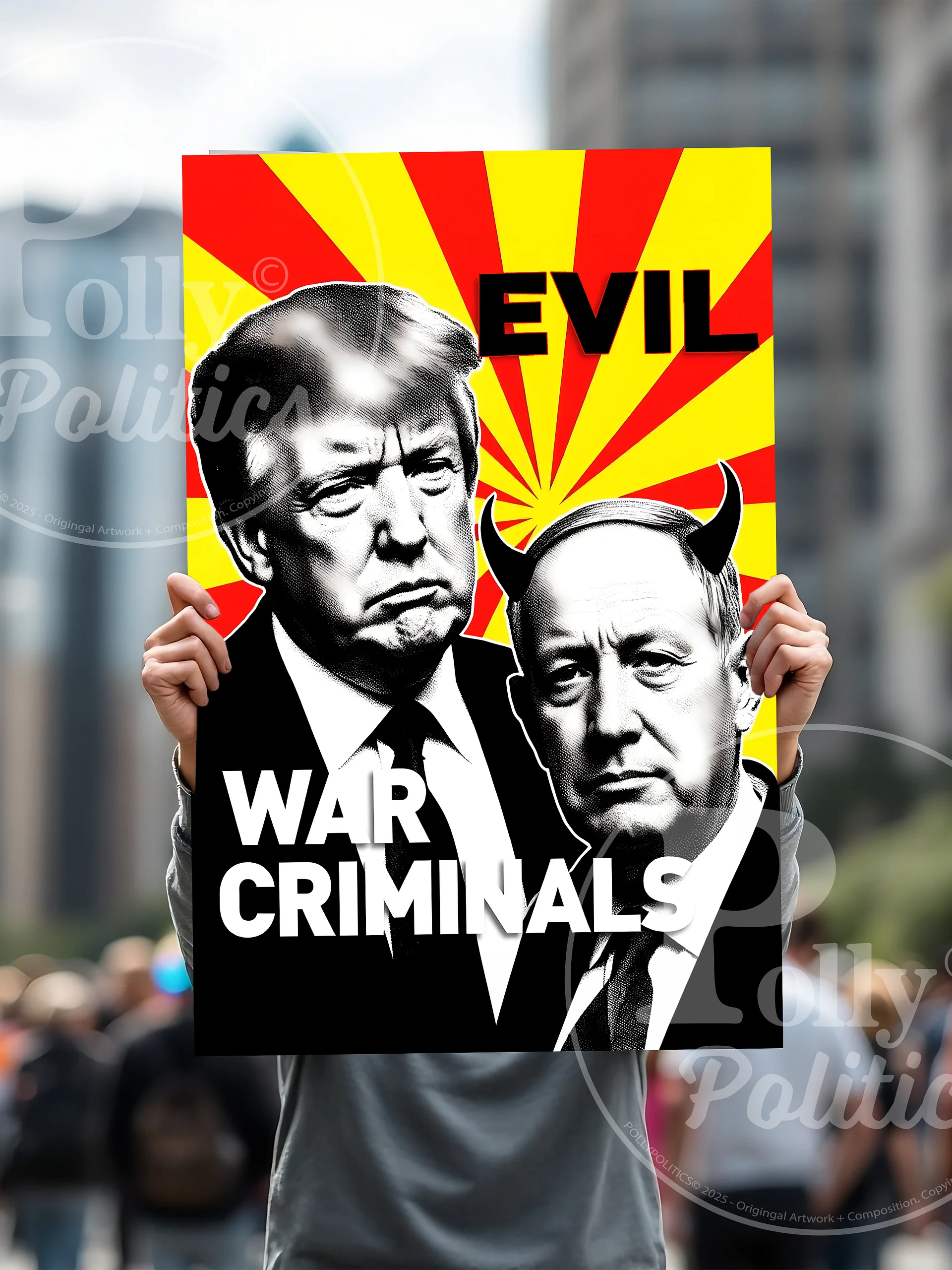Nethanyahu Trump War Protest Sign product image (5)