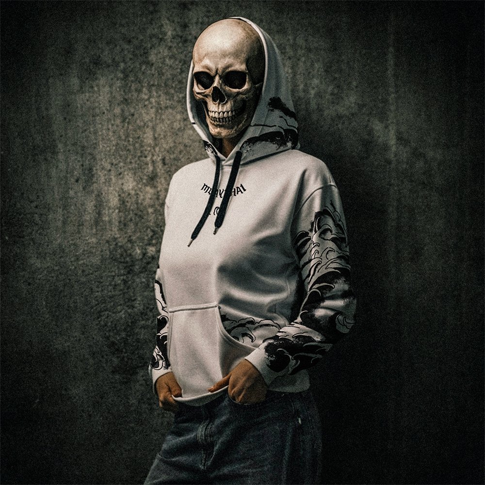 Muay Thai Waves | Light Grey Cotton Hoodie product image (4)