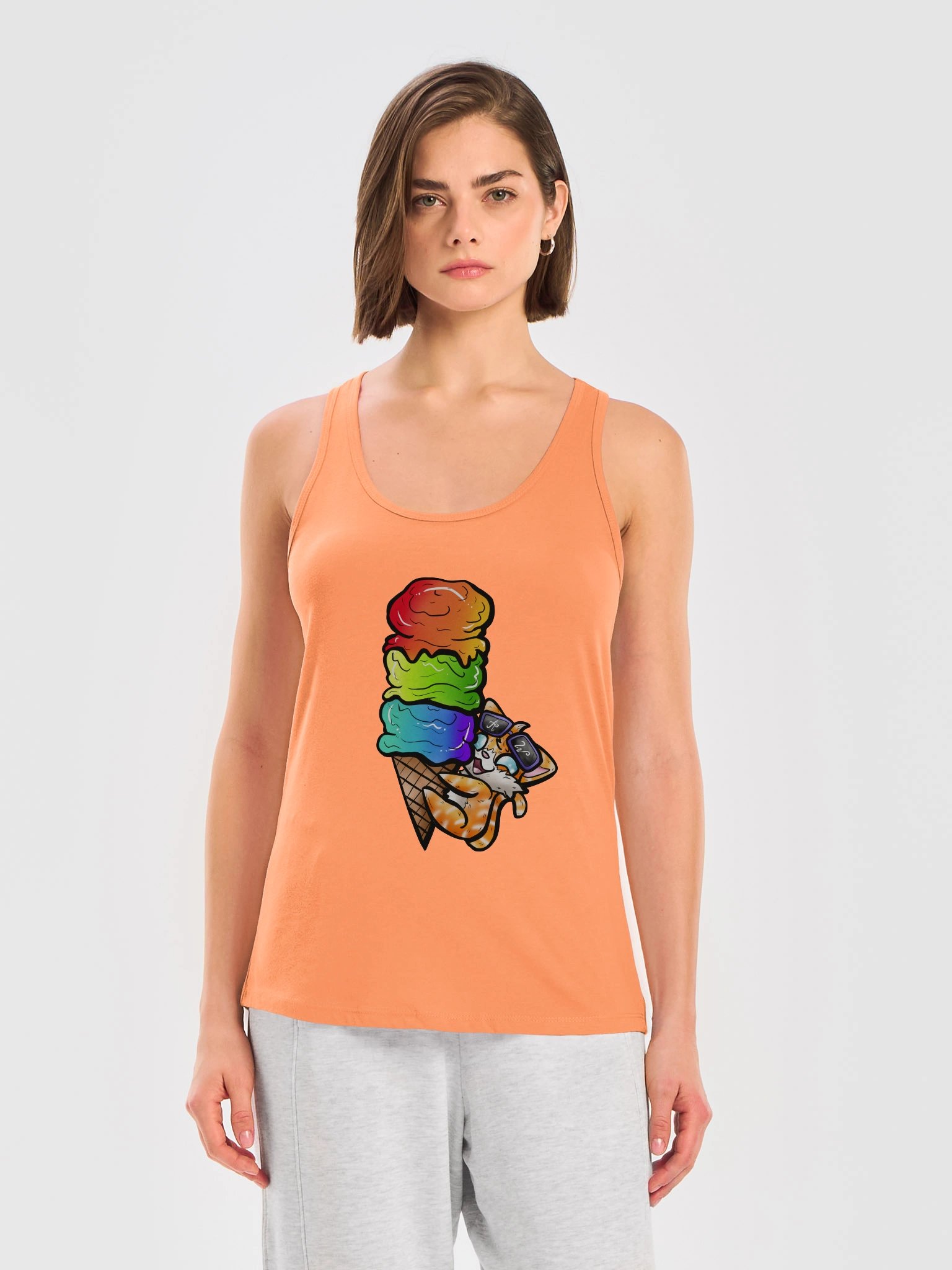 Arcade Warrior Rainbow Ice Cream Cat Logo Women's Tank Top product image (16)