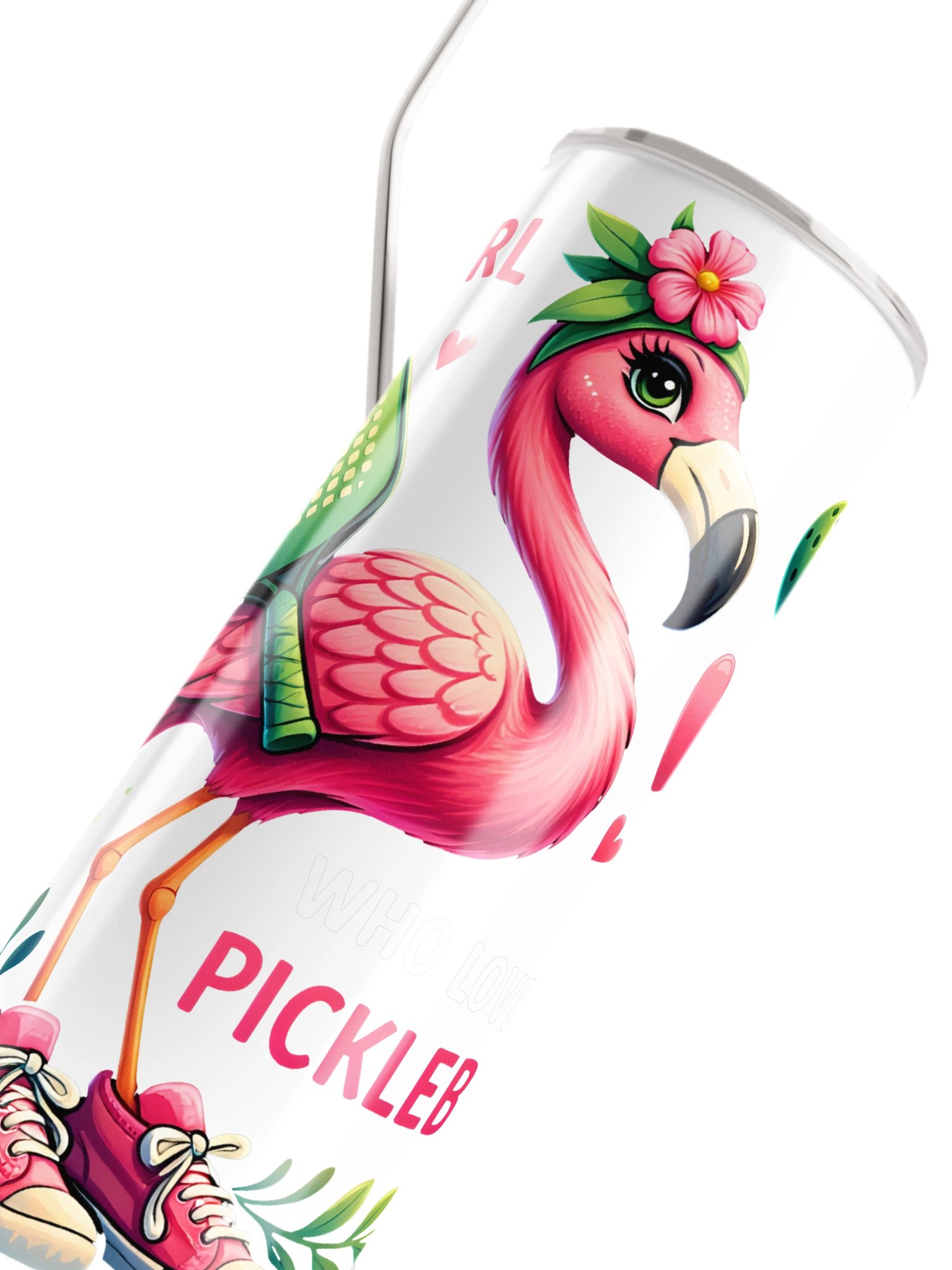 Just a Girl Pickleball Tumbler | Cute Flamingo Pickleball Cup product image (4)