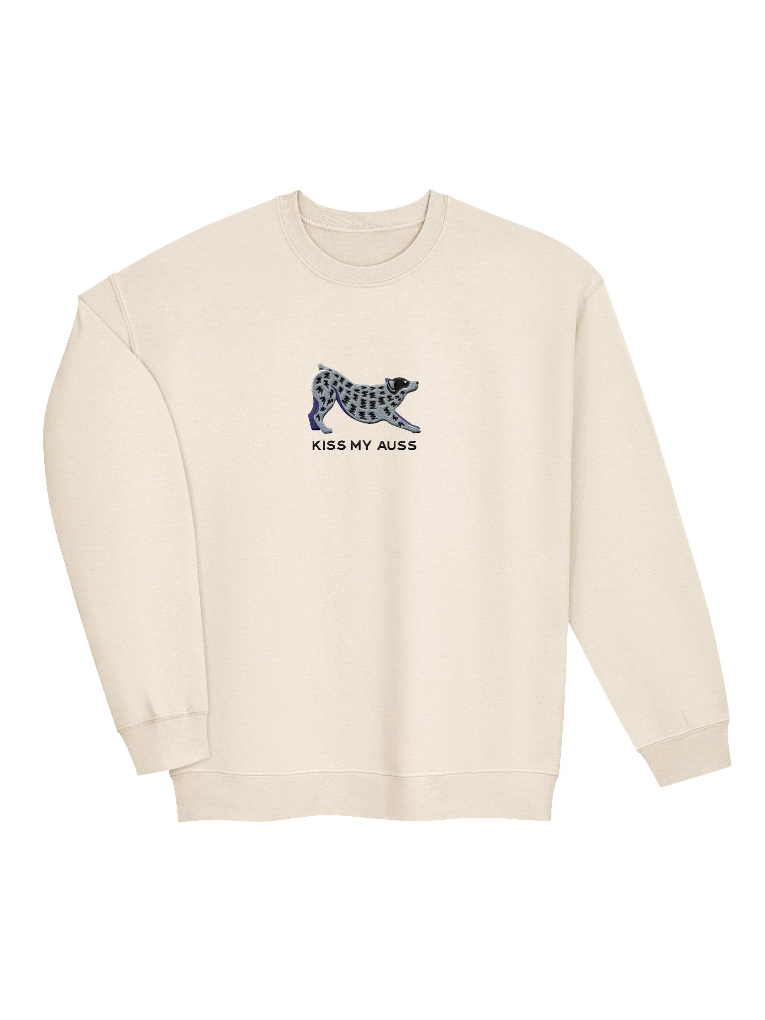 Kiss My Auss Sweatshirt (Embroidered) of an Australian Cattle Dog(Blue Heeler, Docked Tail) product image (6)