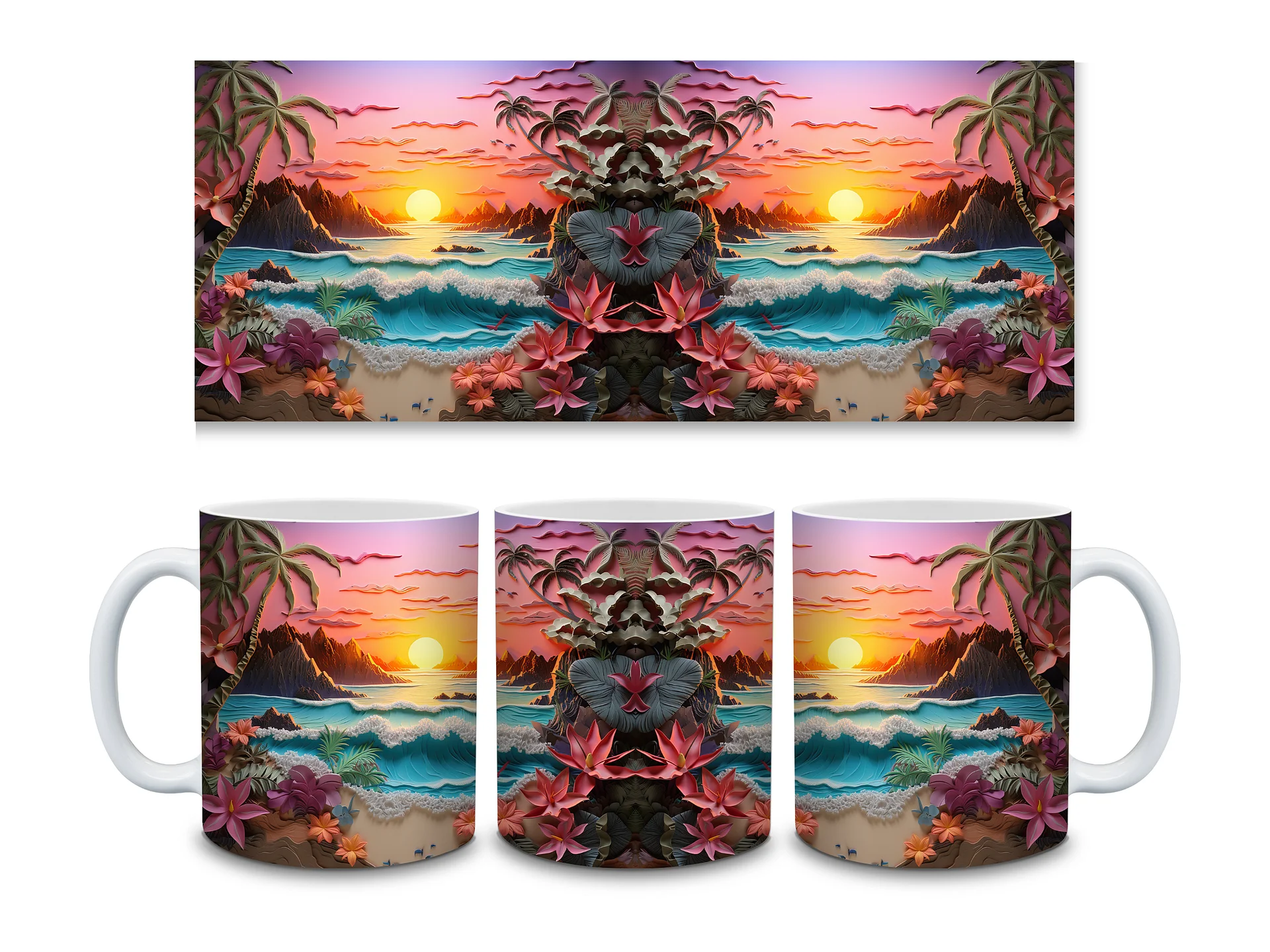 New ProductTropical Sunset Paradise 11oz Coffee Mug – Vibrant Beach Scene Ceramic Cup – Perfect for Coffee, Tea, or Coastal-Themed Déco product image (3)