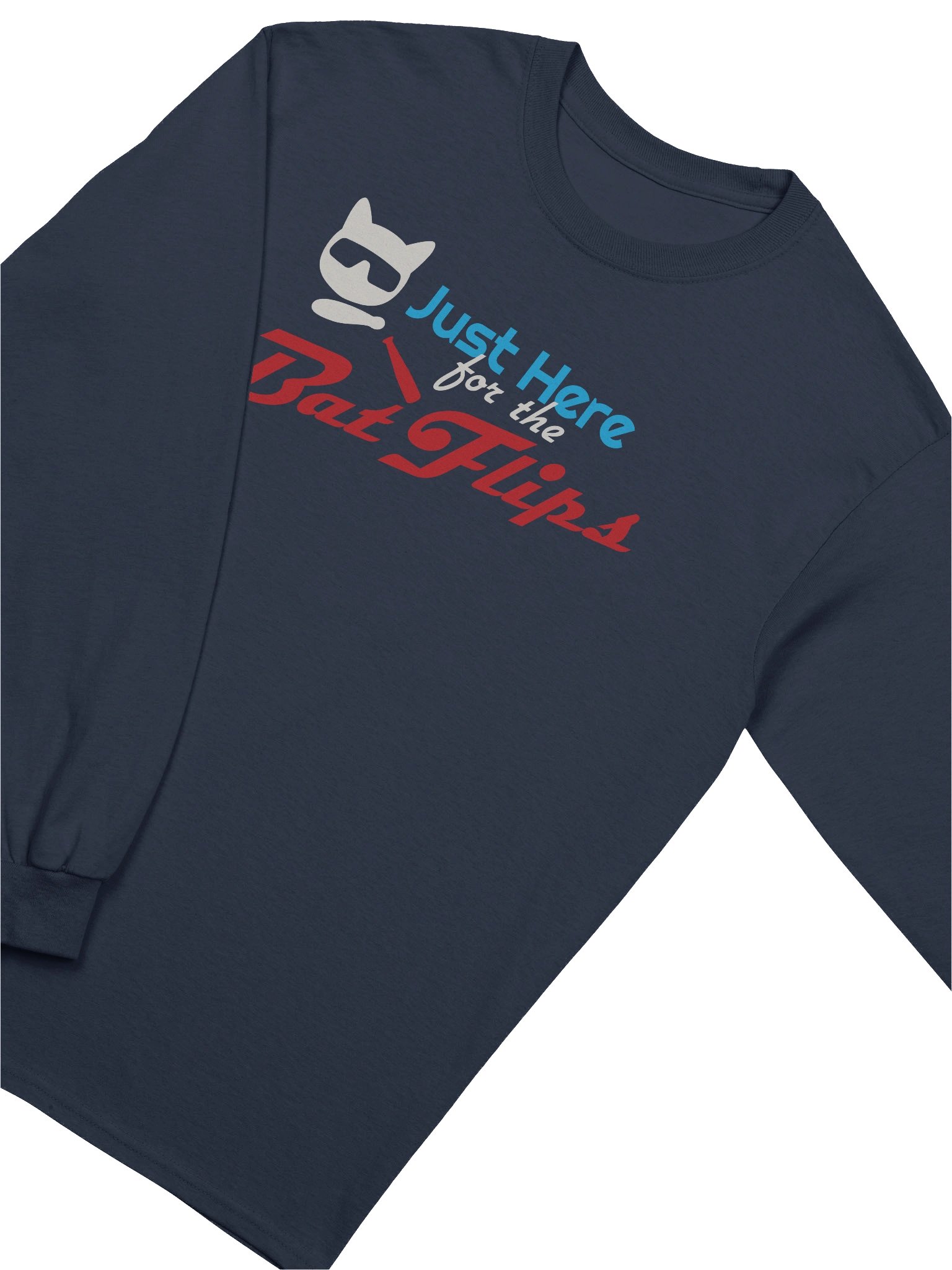 Baseball Cat (Just Here for The Bat Flips) - Unisex Adult Long Sleeve T-shirt product image (3)