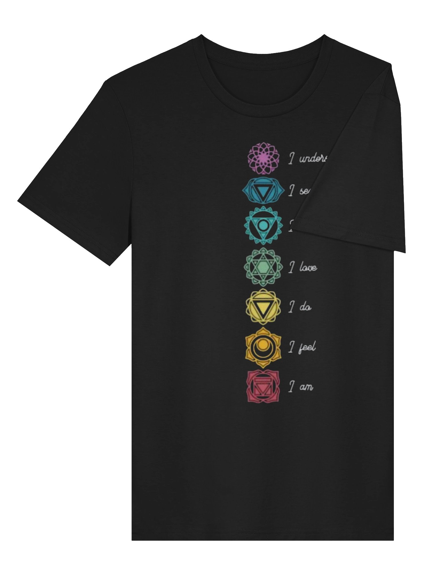 7 Chakra Symbols T-Shirt – Spiritual Energy Centers Tee | Yoga Meditation Chakra Shirt product image (4)