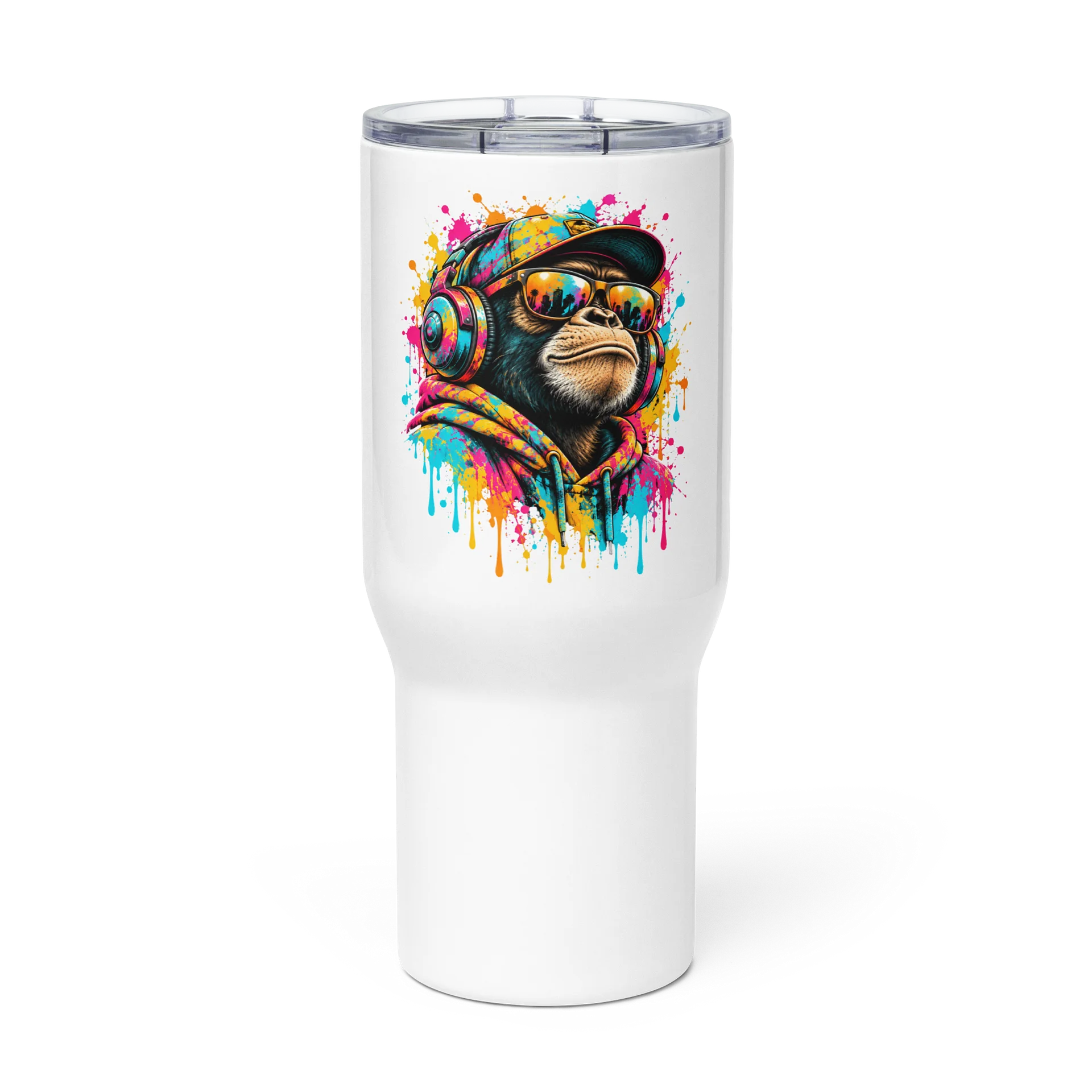 Bassline – Neon Street Art Chimp Travel Mug product image (3)