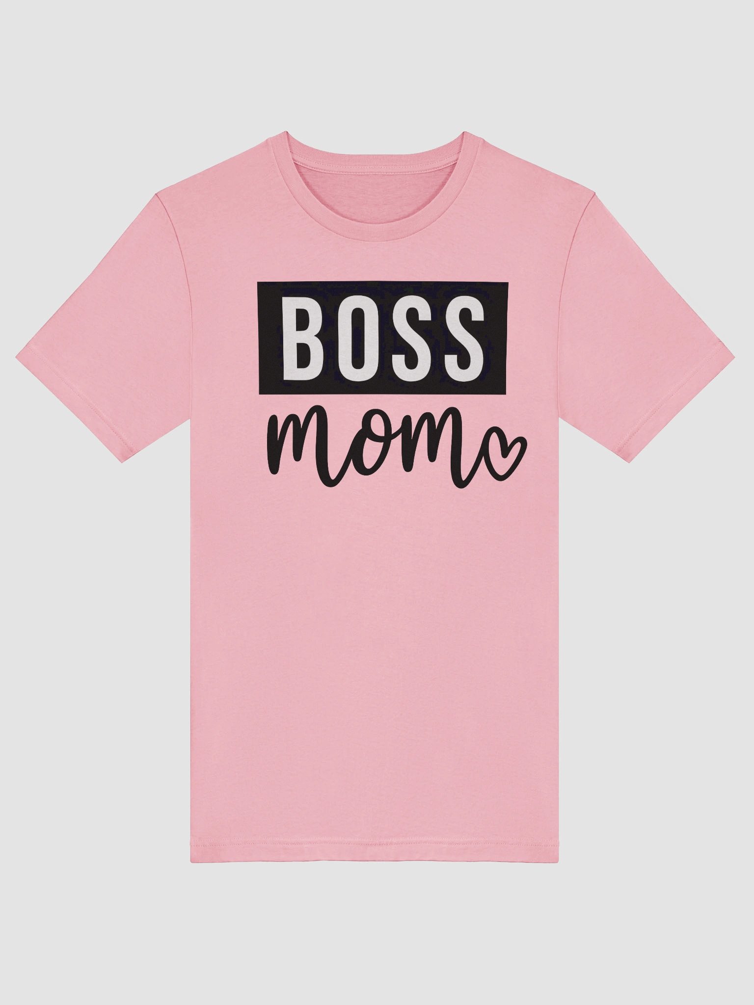 Boss Mom T-Shirt – Bold Monochrome Design with Heart Accent for Confident Moms product image (5)